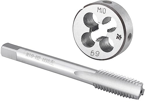 Burkit Jeu de tarauds et filières M10 x 1,5 pour gauche, filetage M10 x 1,5 pour machine et filière ronde