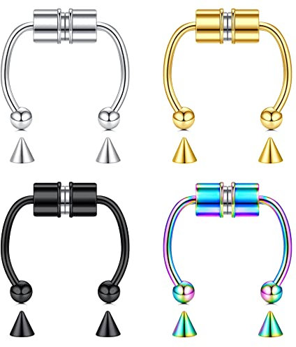 JFORYOU Faux Nez Piercing Faux Piercing Nez Non Piercing Faux Septum Faux Nez Piercing Bijoux