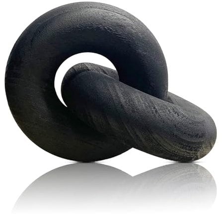 HAN-LBG 2-Link Wood Knot Decor, Modern Farmhouse Wooden Chain Link Decoration Boho Decorative Hand Carved Wooden Table Decorations for Coffee Table, Book Shelf, Farmhouse