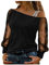 Damen Bluse T-Shirt Damen Langarm Sweatshirt Sexy Schulterfrei Shirt Bluse Glitzer Spitze Langarmshirt Frühling Sommer Oberteile Tunika Tops Elegant Hemdbluse Streetwear
