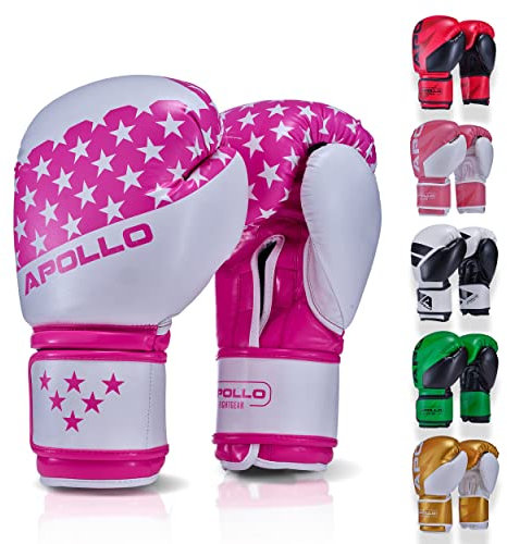 Apollo Boxhandschuhe Männer aus PU Leder | Thai Boxhandschuhe Damen und Herren | für Boxsack, Training, Sparring, Fitness, MMA Handschuhe | Kickbox Handschuhe | Boxing Gloves 12/14/16oz.