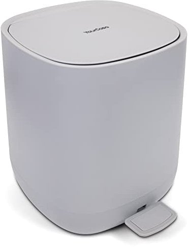 YourCasa Mülleimer Bad [5L] - Elegantes Design - Badeimer - Kosmetikeimer Badezimmer Klein - Badmülleimer mit Deckel und Softclose – Abfalleimer Toilette WC - herausnehmbaren Inneneimer (Grau)