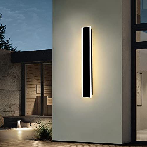 Moderne Led AußEnwandleuchte, Ip65 Wasserdicht, Schwarze Wandleuchte Acrylmaterial, 18w Wandmontage Einfache Lange Streifen Wandlampe, Geeignet für Innen AußEndekorationsbeleuchtung (60cm)