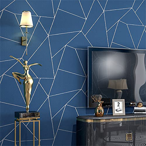 Gebogene Gestreifte Tapete, Videotapete, 3D-Tapete, TV-Hintergrundtapete, Moderne Minimalistische Tapete, Für Schlafzimmer Und Wohnzimmer.Vliestapete, Blaue Tapete, Gelbe Tapete. (Blau)
