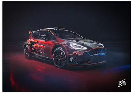 Displate - Metallposter - Magnet-Montage - M-Sport Ford WRC Team - Ford Fiesta Rally 2 - Ford Fiesta Rally 2 front - Größe M - 32x45cm Matt