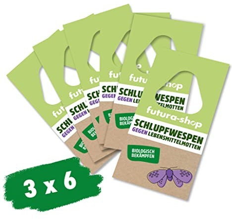 Futura-Shop – Schlupfwespen gegen Lebensmittelmotten mit 6 Karten à 3 Lieferungen – Nützlinge zur effektiven Bekämpfung von Motten in Lebensmitteln – 100% biologischer & giftfreier Mottenschutz