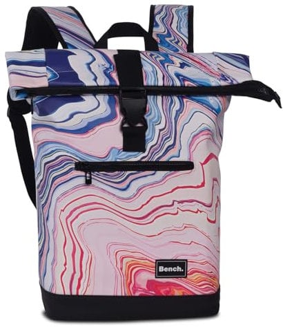 Fabrizio Bench Hydro Roll Top Rucksack Kurierrucksack Daypack Backpack 64175, Farbe:Taubenblau/Altrosa