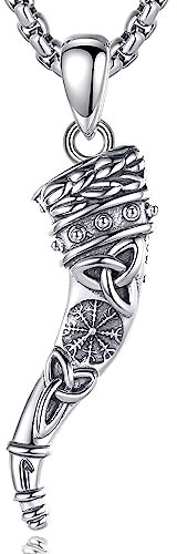 EUDORA Harmony Ball Viking Corne Collier pour Femme Homme, Argent Sterling 925 Italien Corne Protection Amulette Pendentif, Ancien Chanceux Cornicello Bijoux Cadeau pour Maman Femme Mari, 22