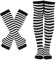 SUNTRADE Damen Mädchen Cosplay Gestreifte Kniestrümpfe Beinwärmer Fingerlose Handschuhe Set (Schwarz-Weiß)