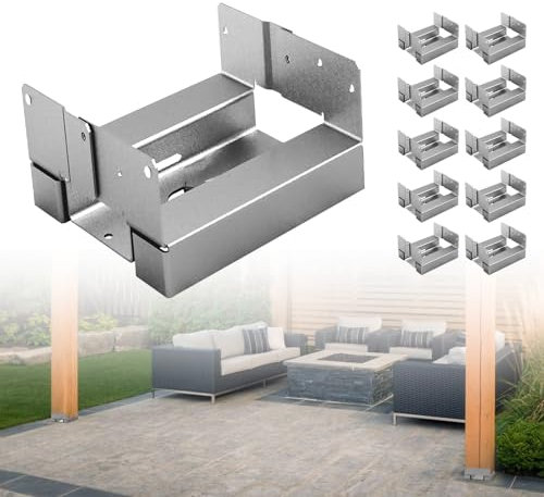LARIFULL 10 PCS 4x4 Post Base (Inner Size 3 1/2 x3 1/2) Adjustable Wood Post Brackets for Concrete for Deck/Patio/Gazebo/Pergola