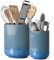 LE TAUCI Utensil Holder, 18.5+14cm Ceramic Kitchen Utensils Holder, Large Cooking Utensil Pots for Kitchen Counter, Morden Utensil Organizer for Spatula, Set of 2, Reactive Glaze Blue