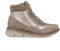 PAYMA - Stivali da Donna in Pelle Nabuk e Tessuto. Comodi Stivaletti Casual con Zeppa Bassa. Stivali Invernali. Lacci e Cerniera. Suola in Gomma e Imbottito. Colore: Taupe-Oro, Taglia: EU 38