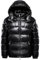 Winterkapuzenjacke, warm, mittleres Gewicht, Metallic-Daunenjacke, Reißverschluss, Steppung, glänzender Puffermantel, Schwarz , S
