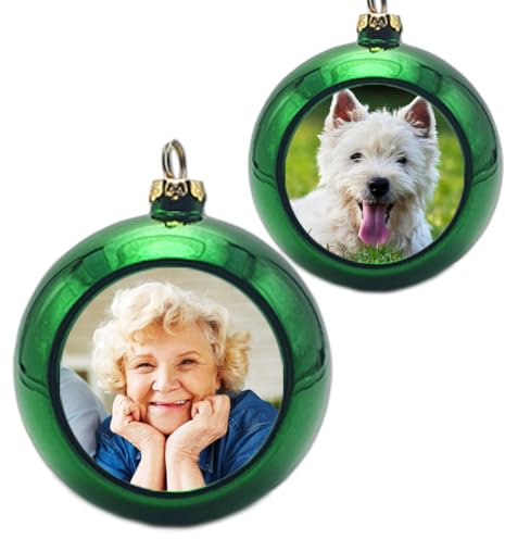 Weihnachtskugel grün mit Foto selbst gestalten Christbaumkugel