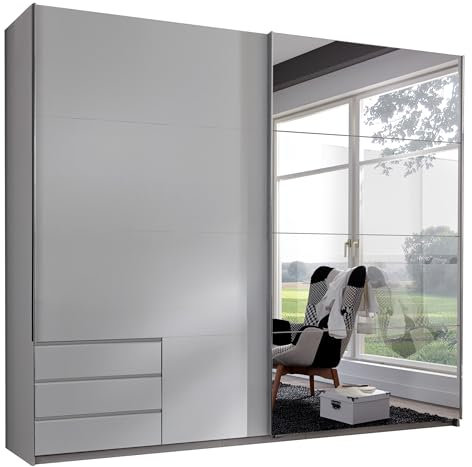 möbelando Schwebetürenschrank >Seattle< in Weiss - 225x208x65cm (BxHxT)