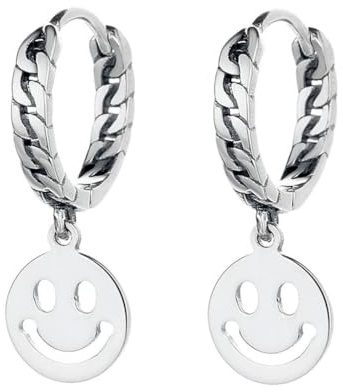 Ohrstecker 925 Silber Persönlichkeit Smiley Gesichtsausdruck Ohrringe für Unisex