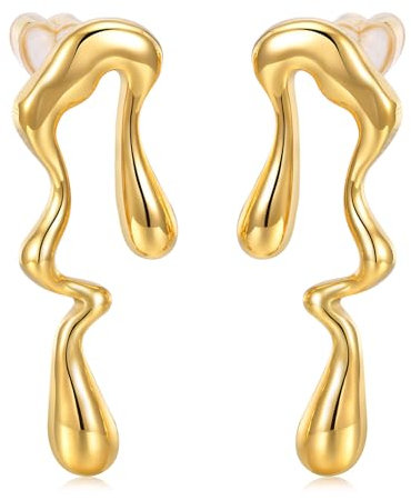 18K Gold Ohrringe Tropfen Damen - Ohrschmuck Goldene Ohrring Damen Gold Earrings Edelstahl Hypoallergene Tropfen Ohrstecker Vergoldete Ohrringe Geschenke für Frauen Mädchen Geburtstag