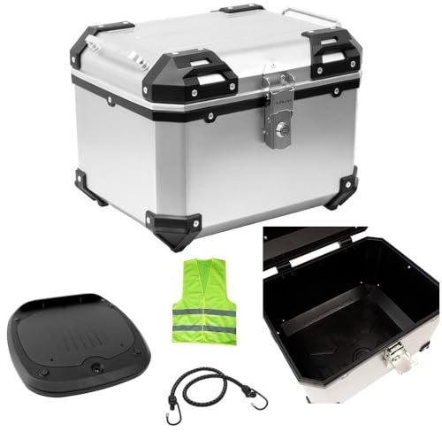 KOMPATIBEL MIT Harley-Davidson 1450 Road King TOPCASE FÜR Motorrad-Scooter Koffer 38 Liter KOMPLETT MIT Platte+Griff+MONTAGESATZ ZUR Befestigung AM HECKGEPÄCKTRÄGER 42X36X33CM