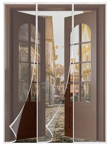 Magnetic Fly Screen Door, White Mesh, Insect Protection, Balcony Door, Magnetic Curtain, Double Side Opening, 265x290cm Sliding Door, Patio Door, Mosquito Net, Hands Free, No Drilling Required