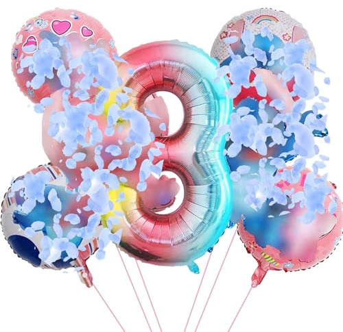3 Jahr Stitc Geburtstagsdeko, 3 Stitc Geburtstag Mädchen, Stitc Luftballon für Mädchen Party Dekoration