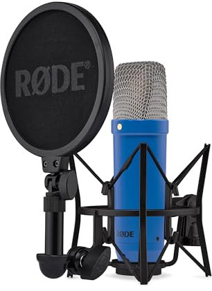 RØDE NT1 Signature Series Microfono a Condensatore a Diaframma Largo con Supporto Antiurto, Filtro Anti-pop e Cavo XLR per Produzione Musicale, Registrazione Vocale, Streaming e Podcasting (Cobalto)