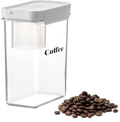Gzsekken Coffee Storage Container,Airtight Coffee Bean Storage Container with Dual Pour Spout,2.3L Coffee Storage Canister Measuring Cup BPA-Free Plastic Food Containers of Dry Food,Coffee, Pasta