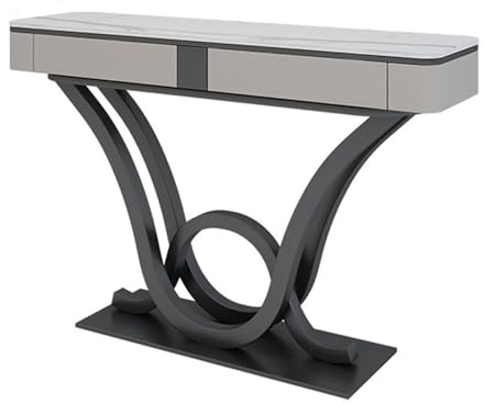 Cenz-888 Table Console en Faux marbre for Salon, Table de canapé étroite de 47,24 Pouces, Table d'appoint Moderne, Table d'entrée de Couloir(Noir)
