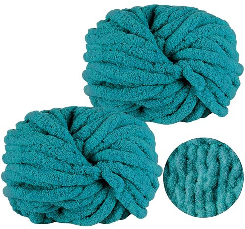 Dicke Wolle zum Häkeln 250gx2, Chunky Yarn Wolle Jeansblau, Super Soft Chunky Wolle, Dicke Wolle zum Handstricken, Armstricken Wolle Flauschig zum Häkeln Decke, Schals, Mützen, Zierkissen