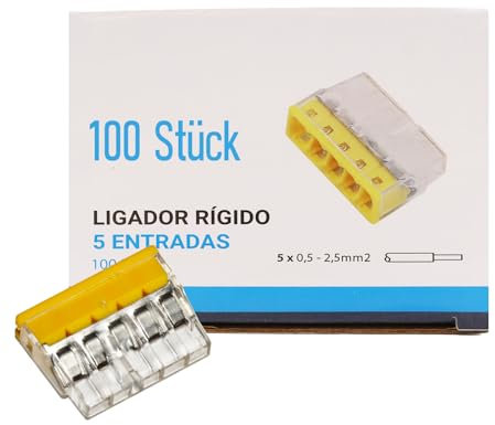 Maxled, Light is Led! Verbindungsklemmen,Klemmen 5 Polig Leiter, 100 Stück Kabelverbinder Kabelklemmen für Alle Leiterarten Weltweit,Anschlussklemmen Strand Wire:0.5-2.5mm² PCT-215