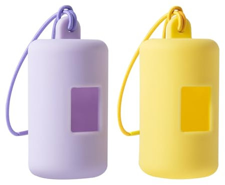 SLSON Distributeur de Sacs collecteurs d'excréments pour Chiens et Animaux de Compagnie,Outdoor Accessoires pour Chiens, Corde à Main avec élastique Léger et Portable (Jaune + Violet)