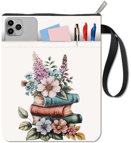 CRASPIRE Custodia Protettiva per Libri con Cerniera Motivo Floreale Retrò Boho Copertina per Libri Tascabili In Tessuto Lavabile con Tasca Extra per La Custodia Borsa con Cerniera per Amanti Dei Libri