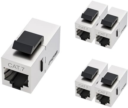 FGB Lot de 5 modules Keystone Cat7 10 Gbps RJ45 blindé Keystone femelle réseau panneau de brassage Keystone Ethernet coupleur réseau connecteur réseau (5 pièces, argenté)