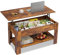 WLIVE Couchtisch Höhenverstellbar und Ausziehbar, Wohnzimmertisch Holz mit Verstecktem Fach und Offenem Regal, Kaffeetisch, Holzkohle Schwarz (Industriell, Rustikales Braun)