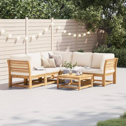 Xichuzi Juego de Muebles jardín 6 pzas con Cojines Madera Maciza Acacia, Conjunto Jardin Exterior, Muebles Jardin Exterior, Mueble Terraza, Set De Jardin Exterior, Juegos De Terraza - 3214288
