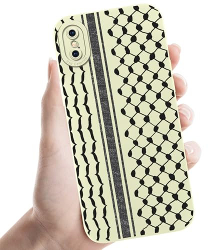 Phoona Beige Graphic Print Phone Case for iPhone X/XS 5.8,Fashion Pattern Aesthetic Design for Women Girls,Soft Silicone Slim Profile Cover,Anti-Slip Shockproof Protective Camera,for iPhone X