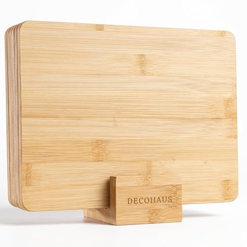 Deco haus Frühstücksbrettchen holz 6er set [0,8cm DICKE] - Schneidebrett holz Klein 23 x 17,5 cm - Holzbrett küche Antibakterielles Holzbrettchen - Jausenbrett bretter set küche - Vesperbrett