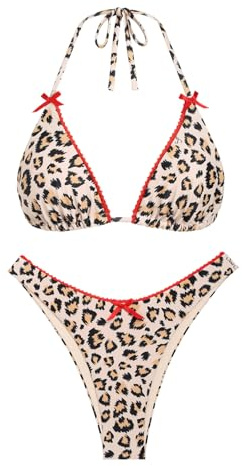 Ensemble de bikini deux pièces pour femmes seamoly - Maillot de bain dos nu triangle texturé à lien latéral, Taille XS
