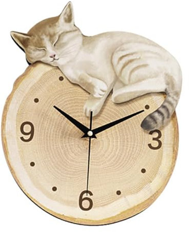 Sharplace Wanduhr mit Katzenmotiv, geräuschlos, modern, süß, stilvolles Wandornament, dekorative Uhr für Kinderzimmer, Küche, Heimdekoration, L