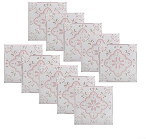 Selbstklebende PVC-Fliesenaufkleber, wasserdicht, Pink, Muster, Fliesen, Boden, Wand, Heimdekoration, mittelgroß, 10 Stück