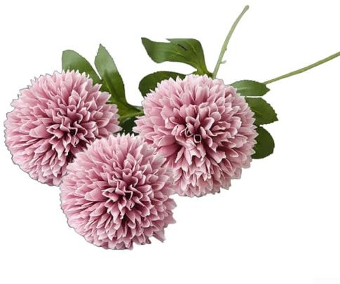 Flor artificial en maceta impresionante bola de crisantemo para sala de estar y uso en eventos (morado)