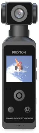 PRIXTON Cámara Vlogging Snap Pocket DC600, WiFi, App Móvil, Pantalla Táctil 1.3 Giratoria 270º, Resolución 5K y 50MP, Estabilización Avanzada EIS, Carcasa Sumergible 30 metros, Tarjeta SD hasta 256GB
