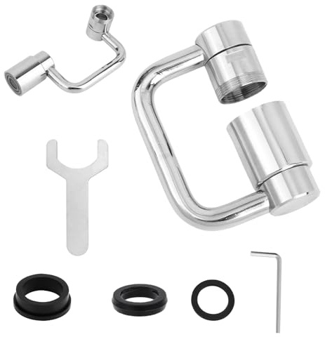 Universal 1440° Rotatable U-Shaped Faucet Extender, with 2 Adjustable Spray Modes 360°Rotating Faucet Aerator Extension for Kitchen & Bathroom Tap Sink (Silver)