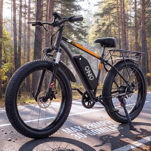 QnQ Vélo électrique pour Adultes, VTT 26 Pouces Pneus Gras, Batterie 48 V 15 Ah, autonomie jusqu'à 40-80 km, Double amortisseurs, Shimano 7 Vitesses, vélo électrique de Plage et de Neige