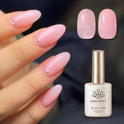 Born Pretty Vernis Semi Permanent Rose Laiteux Gel UV LED Effet Gelée 15ml | Vernis gel rose laiteux effet cristal, parfait pour French manucure naturelle et nail art UV LED longue tenue