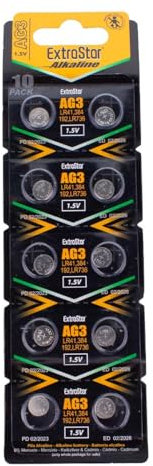 EXTRASTAR 10 BATTERIE A BOTTONE PILE AG3 1,5v LR41 LR736 392A SR736 SG3