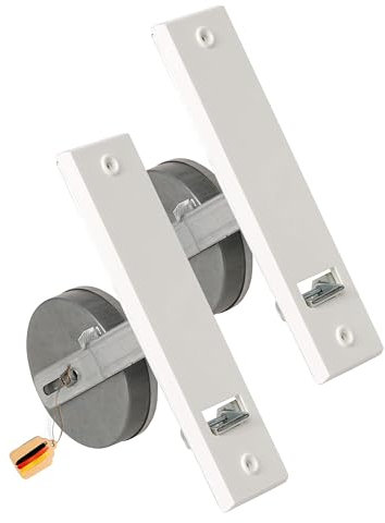 Rollwin 2x Rolladen Gurtwickler Unterputz 185mm Lochabstand - aus Deutschland - mit Gurtwickler Abdeckung Weiß - ohne Gurt - für 23mm Rolladengurt geeignet - Rollo Wickler mit Abdeckblende