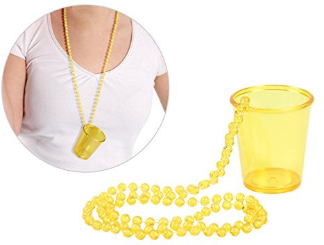 Alsino Schnapsglas Shotglas an Perlenkette - Länge der Kette: 36 cm, Pinnchen Höhe: 5 cm - perfekt für deinen Jga (LG9609 gelb)