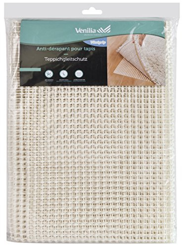 Venilia Teppichgleitschutz Venigrip Antirutschmatte für Teppich Bodenschoner Teppichunterlage rutschfest zuschneidbar, PVC-Polyester, Weiß, 60 x 120 cm, 54168