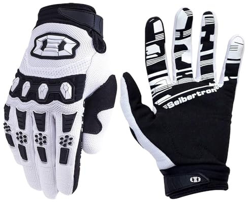 Seibertron Jugend/Kinder rutschfeste Fahrrad Bicycle Cycling/Radsport Racing Mountainbike RadsportHandschuhe für BMX MX ATV MTB Motorrad Motocross Motorbike Touch Screen Gloves Weiß L