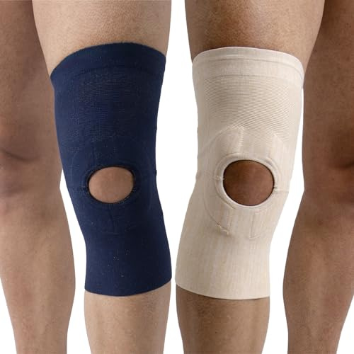 Beman 352 - Ginocchiera Ortopedica Menisco Ginocchiera Sportiva per Rotula Legamenti Crociati Fascia Ginocchio Antiscivolo Traspirante con foro rotuleo Tutore Fascia per Uomo Donna (Blu,4)